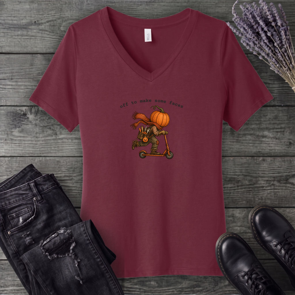 Off To Make Some Faces V-Neck T-Shirt