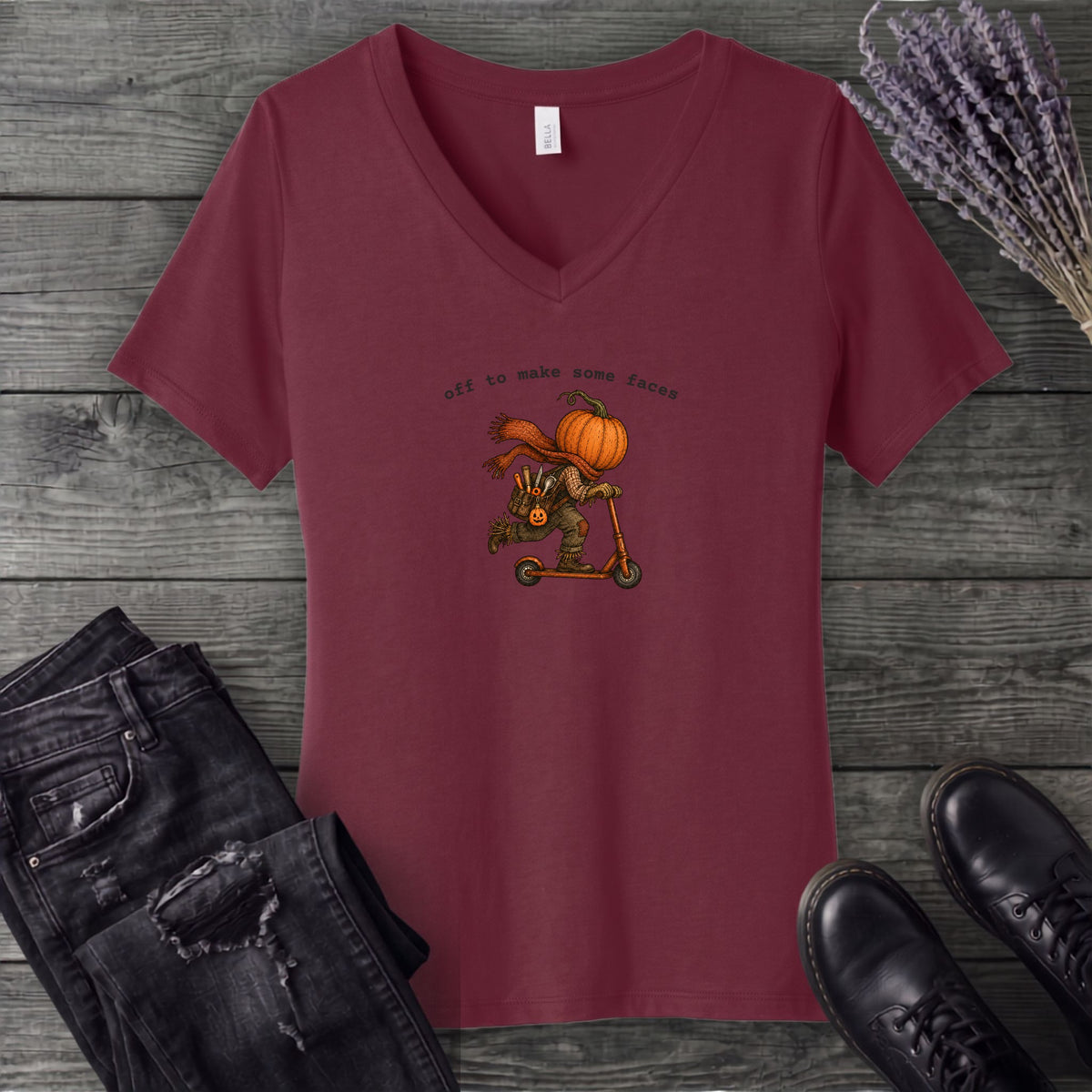 Off To Make Some Faces V-Neck T-Shirt