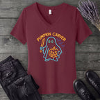 Neon Pumpkin Carver V-Neck T-Shirt