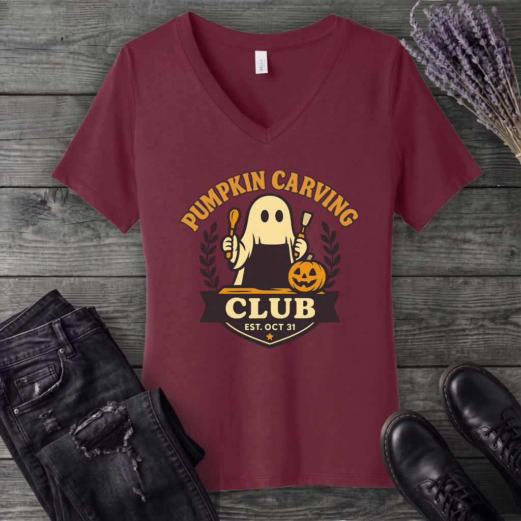 Pumpkin Carving Club V-Neck T-Shirt