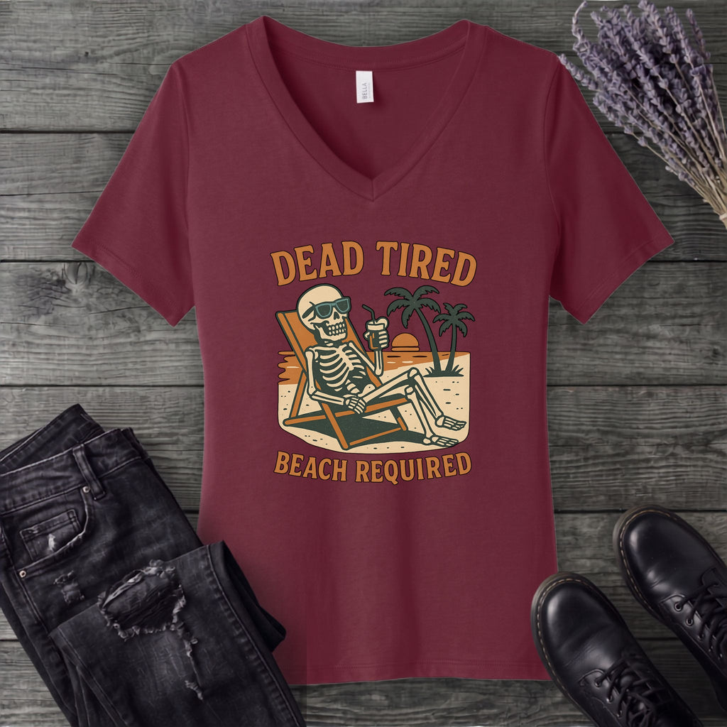 Dead Tired Beach Required V-Neck T-Shirt