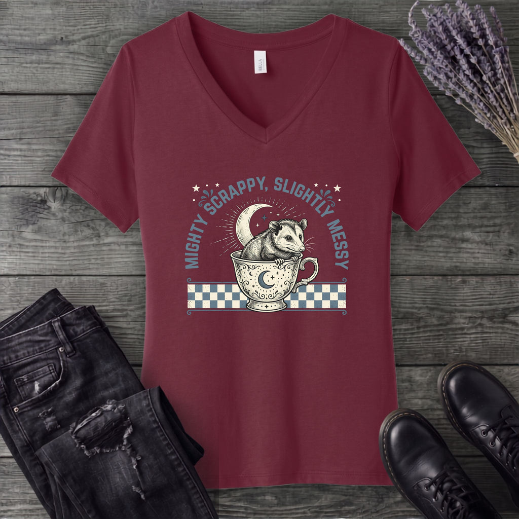 Might Scrappy Slightly Messy V-Neck T-Shirt