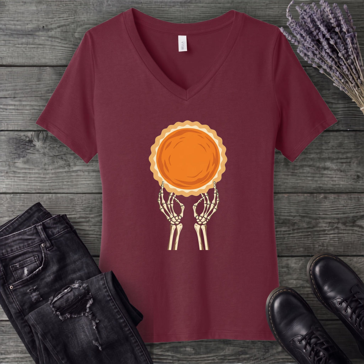 Skeleton Pie V-Neck T-Shirt
