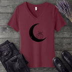 Moon And Pumpkin V-Neck T-Shirt