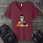 Pilgrim Skeleton Cornucopia V-Neck T-Shirt