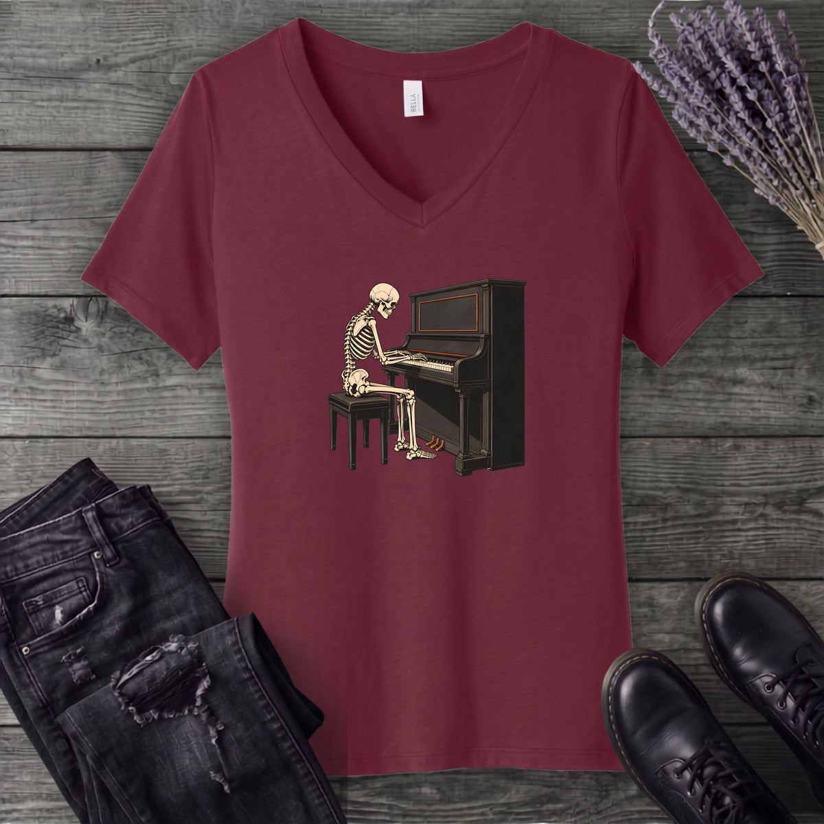 Skeletal Melodies V-Neck T-Shirt