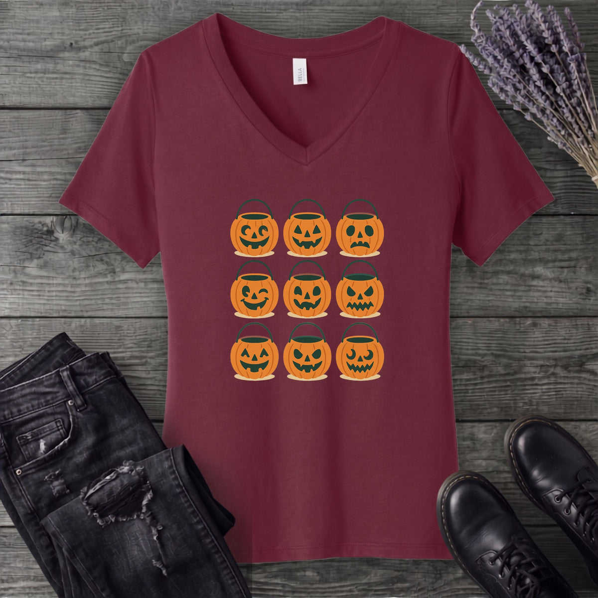 Bucket Grid V-Neck T-Shirt