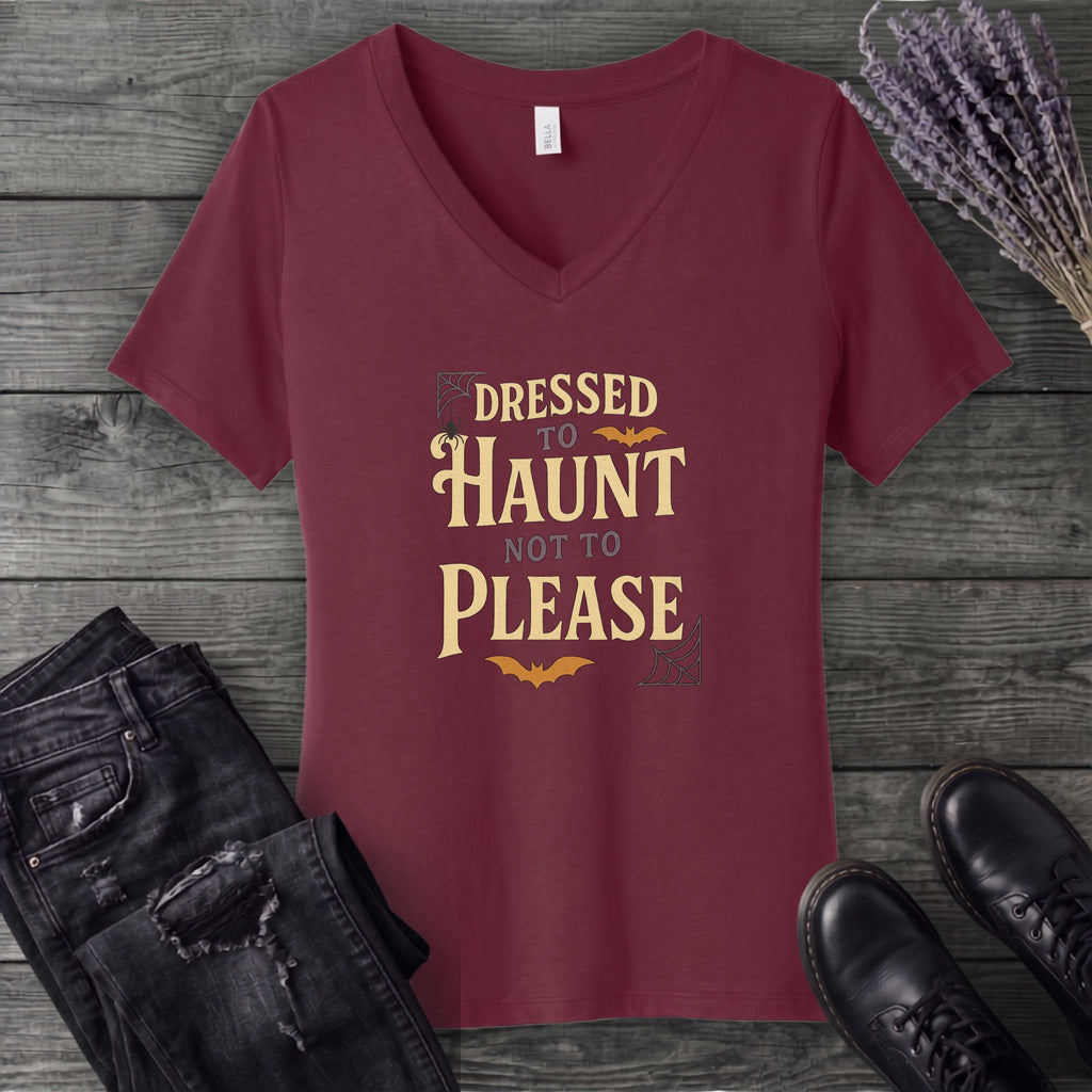 Dressed To Haunt Not To Please V-Neck T-Shirt