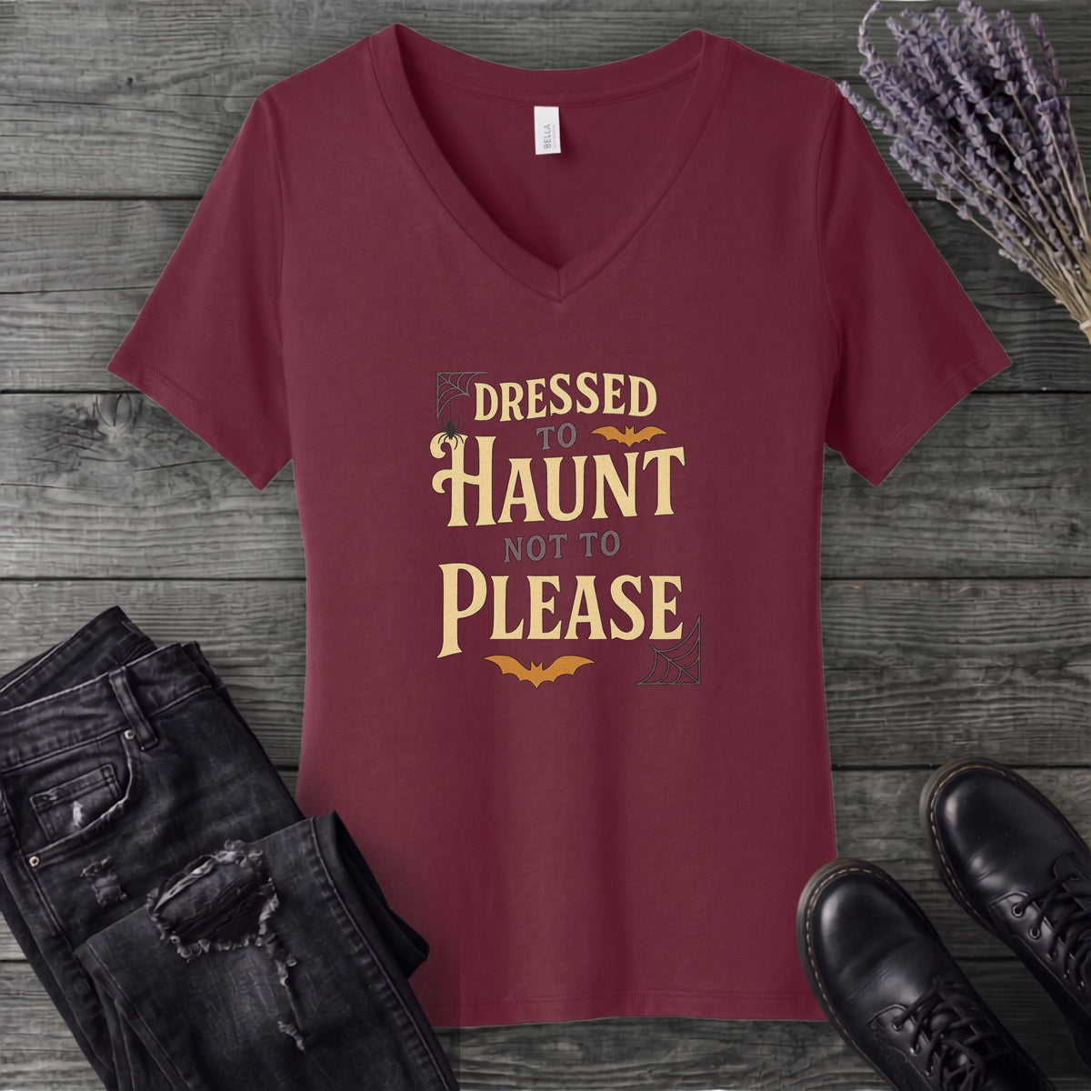 Dressed To Haunt Not To Please V-Neck T-Shirt