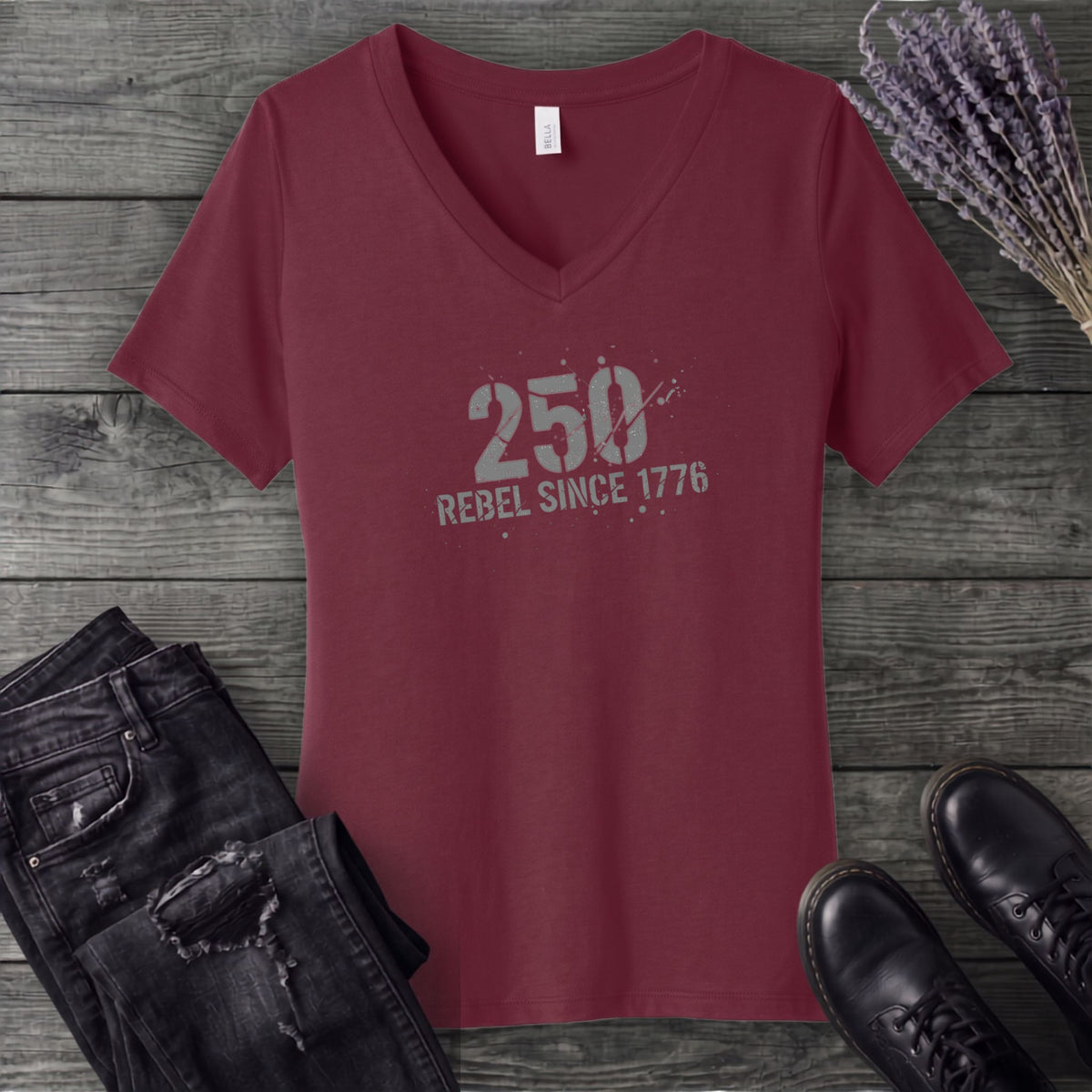 250 Rebel Since 1776 V-Neck T-Shirt