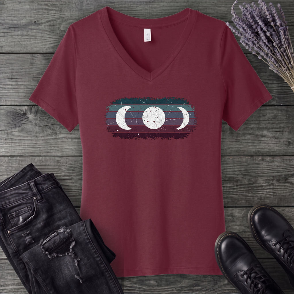 Grunge Moon Phase Trio V-Neck T-Shirt