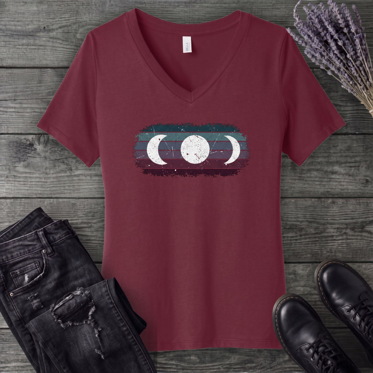 Grunge Moon Phase Trio V-Neck T-Shirt