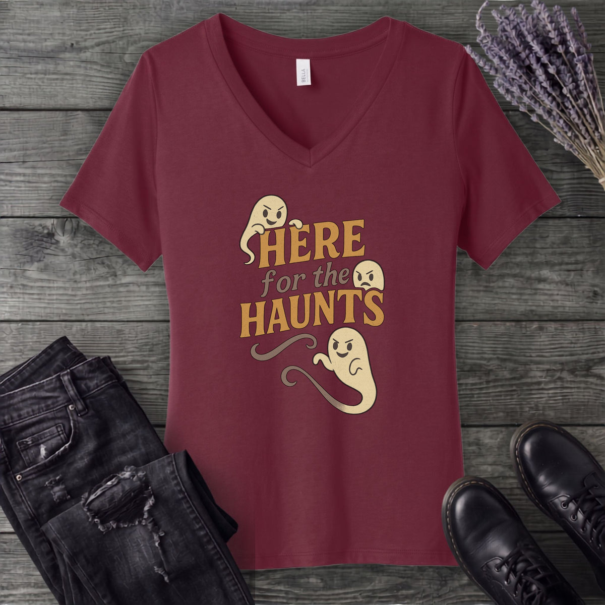 Here For The Haunt V-Neck T-Shirt