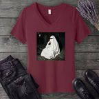 sheet ghost iced coffee curb meme V-Neck T-Shirt