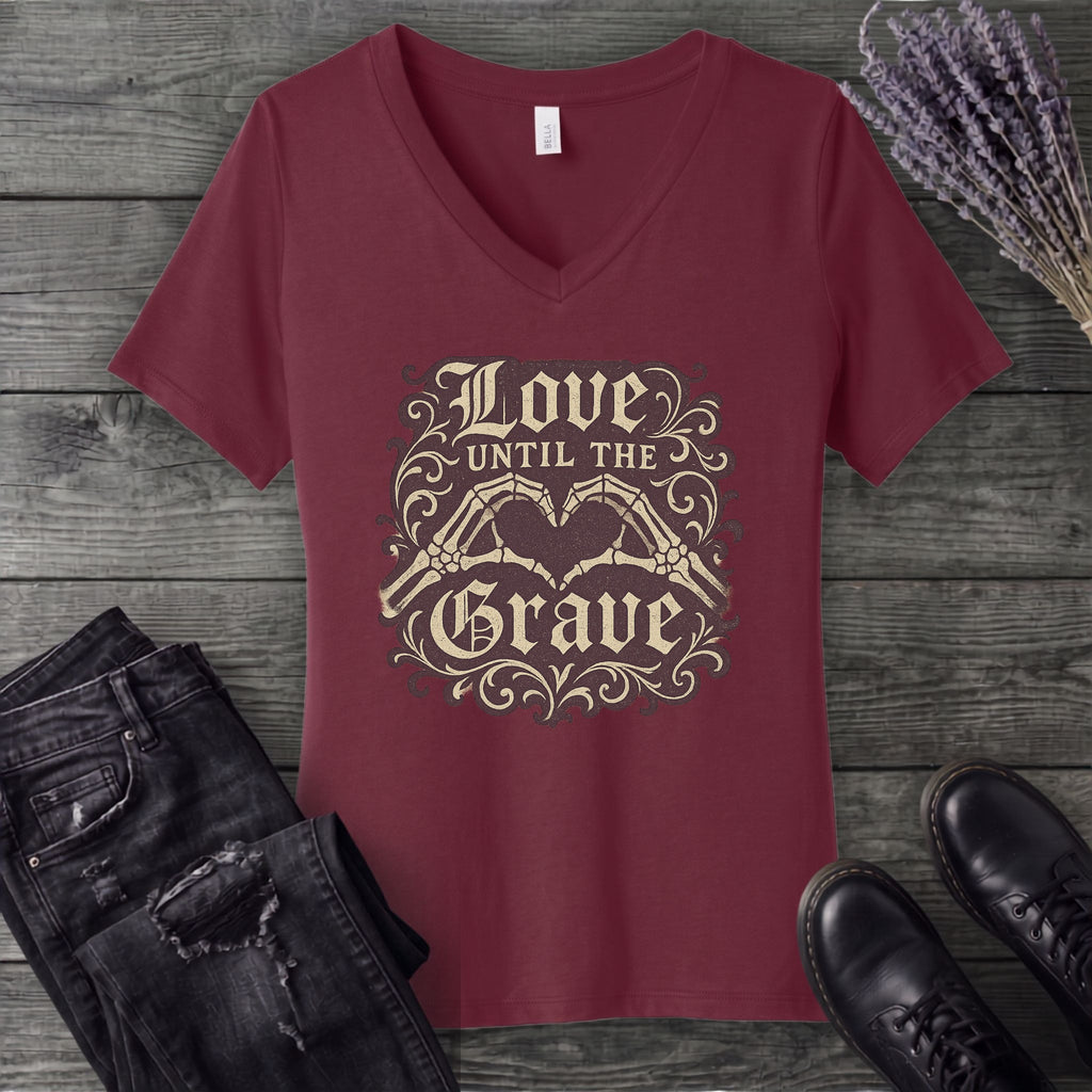 love until the grave V-Neck T-Shirt