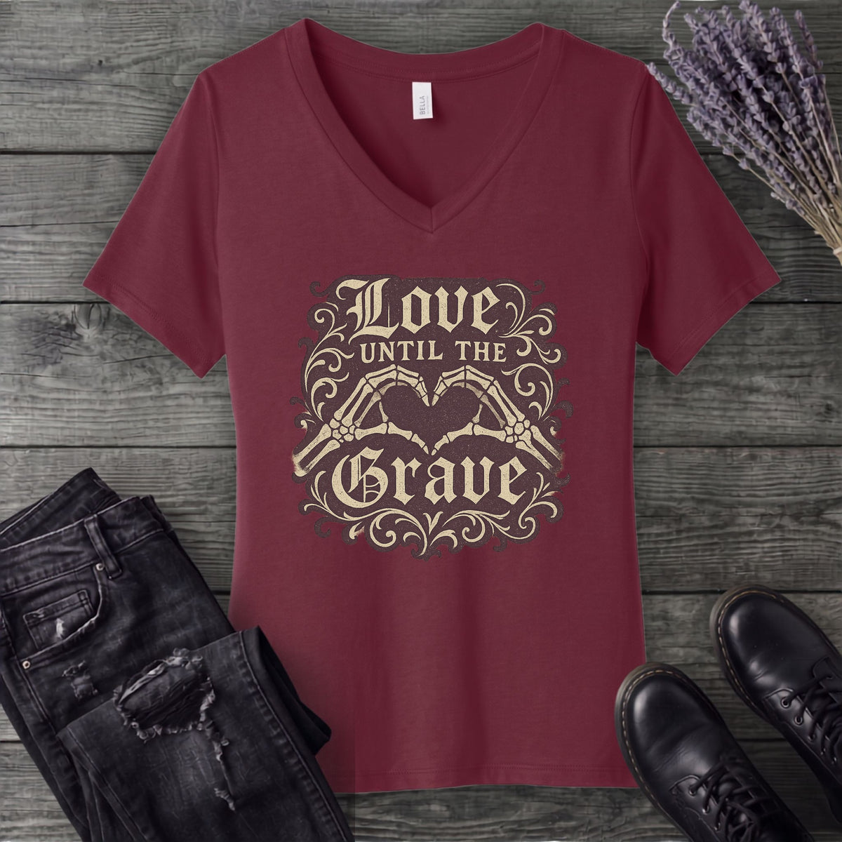 love until the grave V-Neck T-Shirt