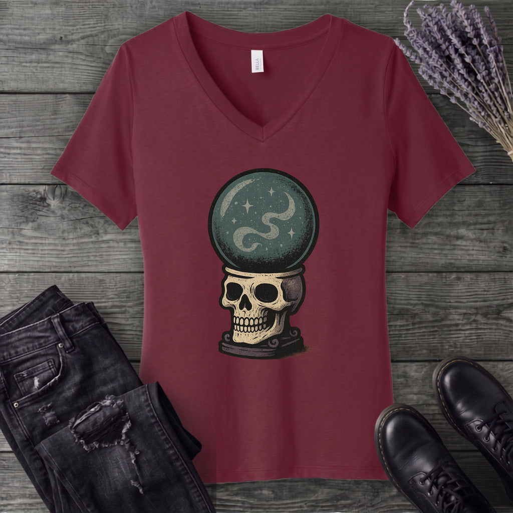 Crystal Ball Skull V-Neck T-Shirt