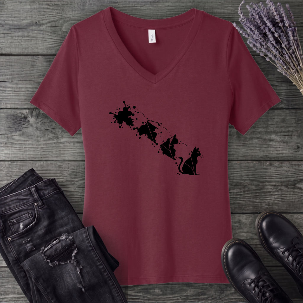 Inkblot Cat V-Neck T-Shirt
