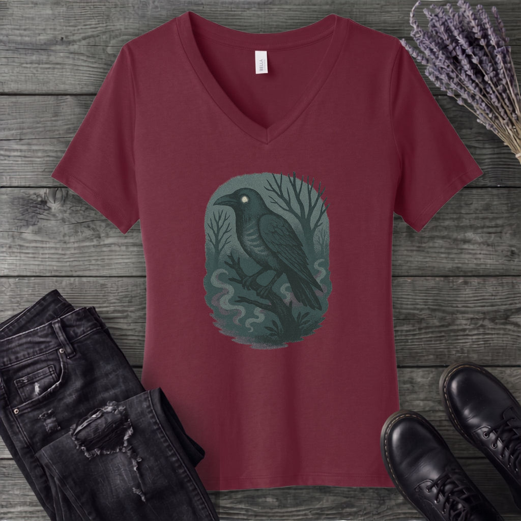 Woodland Spirits Raven V-Neck T-Shirt