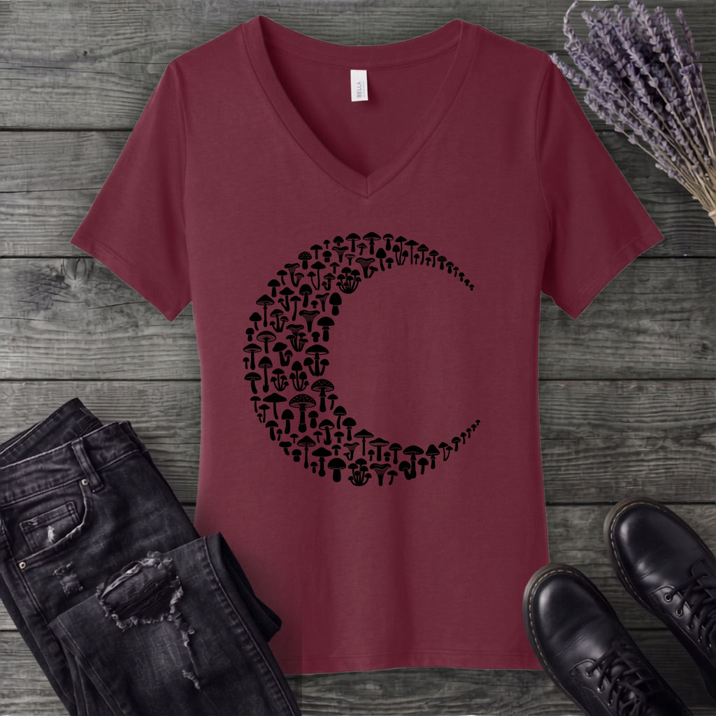moonlit mushrooms V-Neck T-Shirt