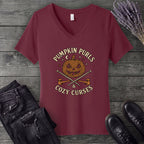 Pumpkin Purls And Cozy Curses V-Neck T-Shirt