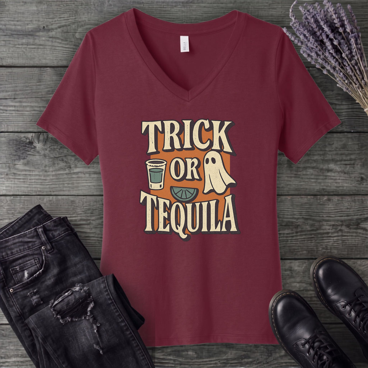 Trick-Or-Tequila V-Neck T-Shirt