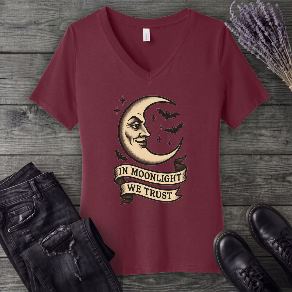 In Moonlight We Trust V-Neck T-Shirt
