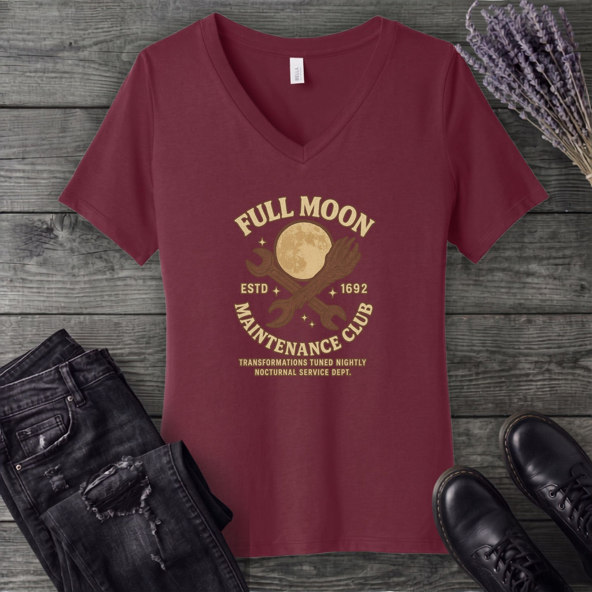 Full Moon Maintenance V-Neck T-Shirt