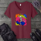 Festive Skeleton V-Neck T-Shirt