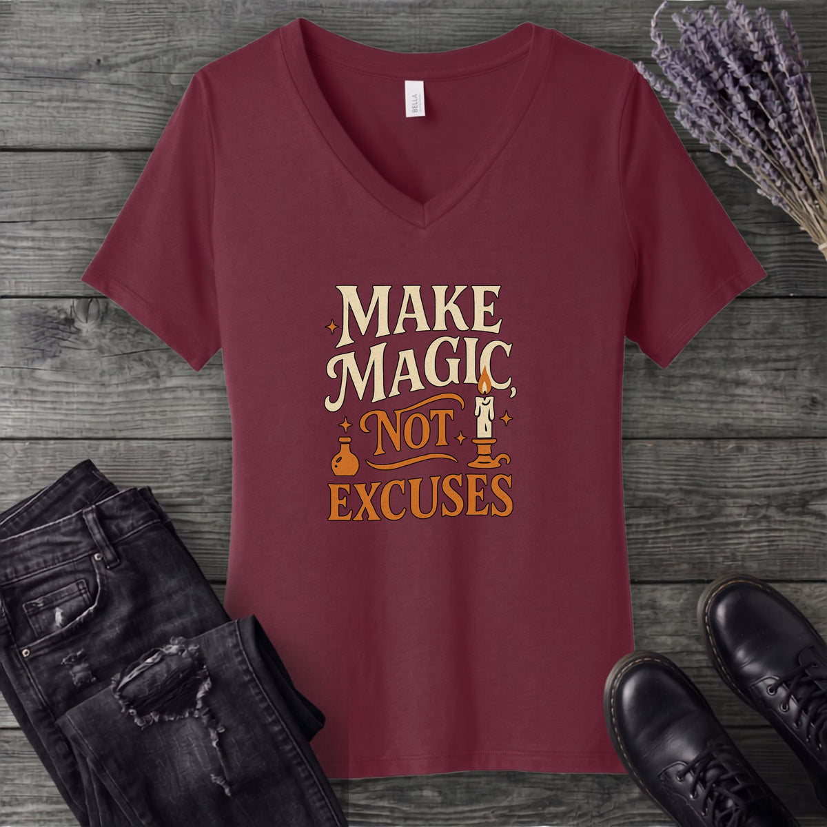 Make Magic Not Excuses V-Neck T-Shirt