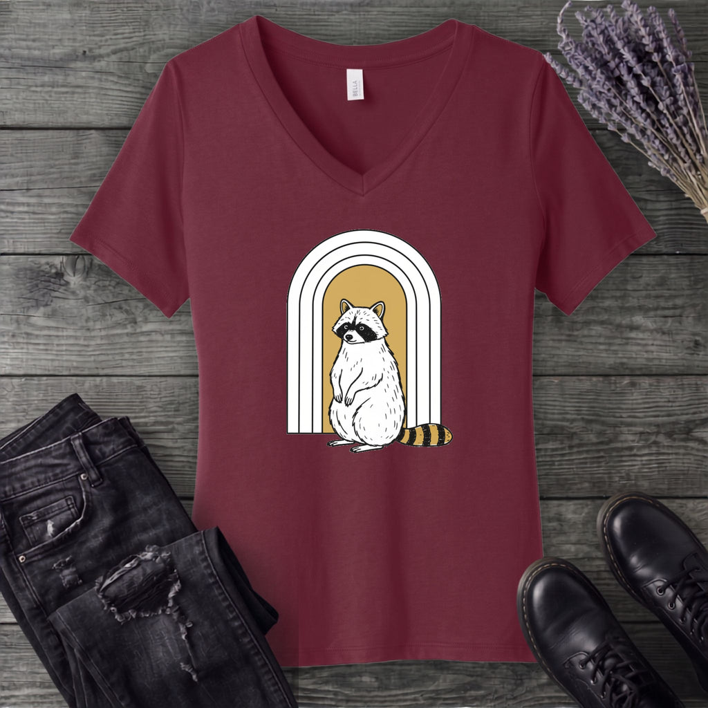 Raccoon Arch V-Neck T-Shirt