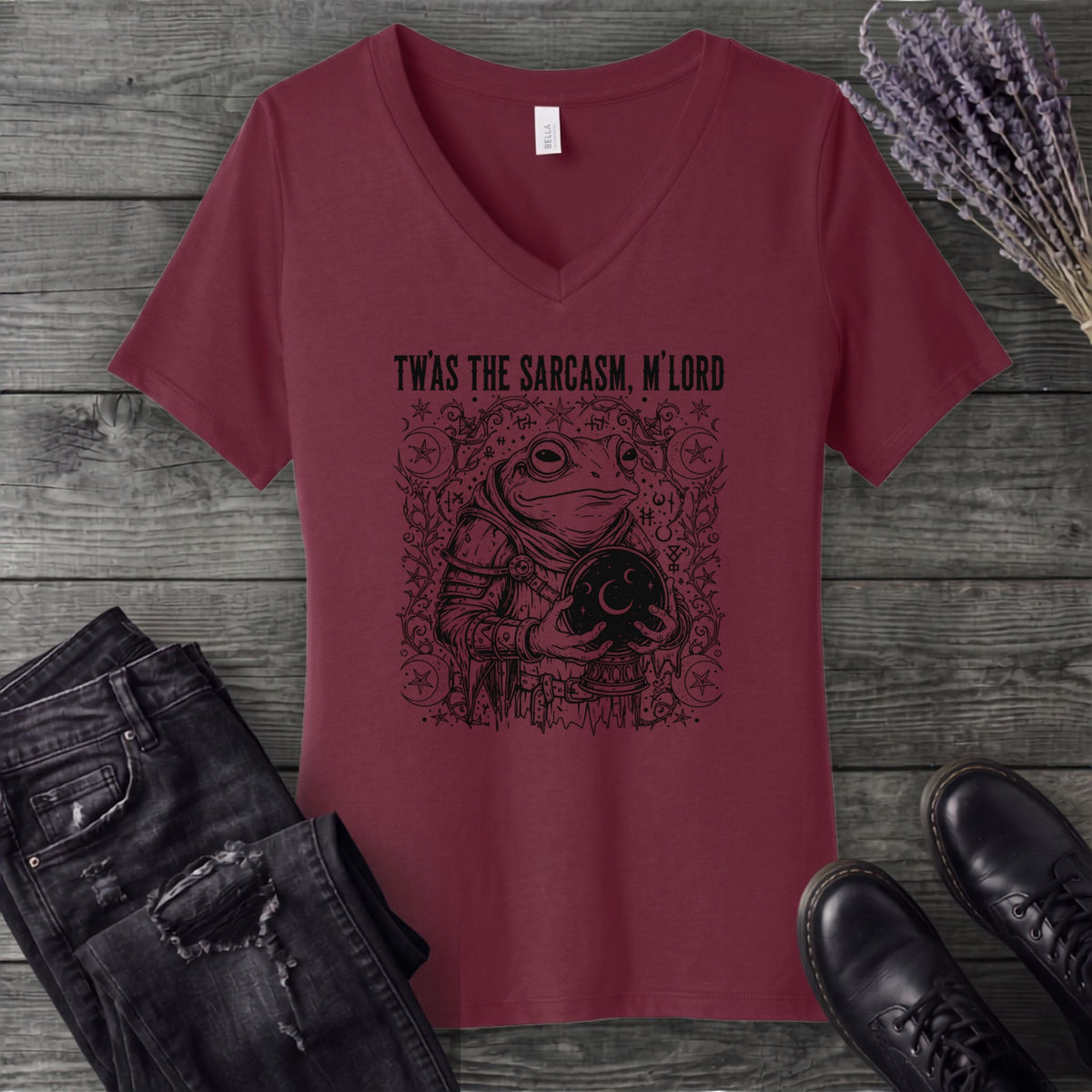 Twas The Sarcasm Frog V-Neck T-Shirt