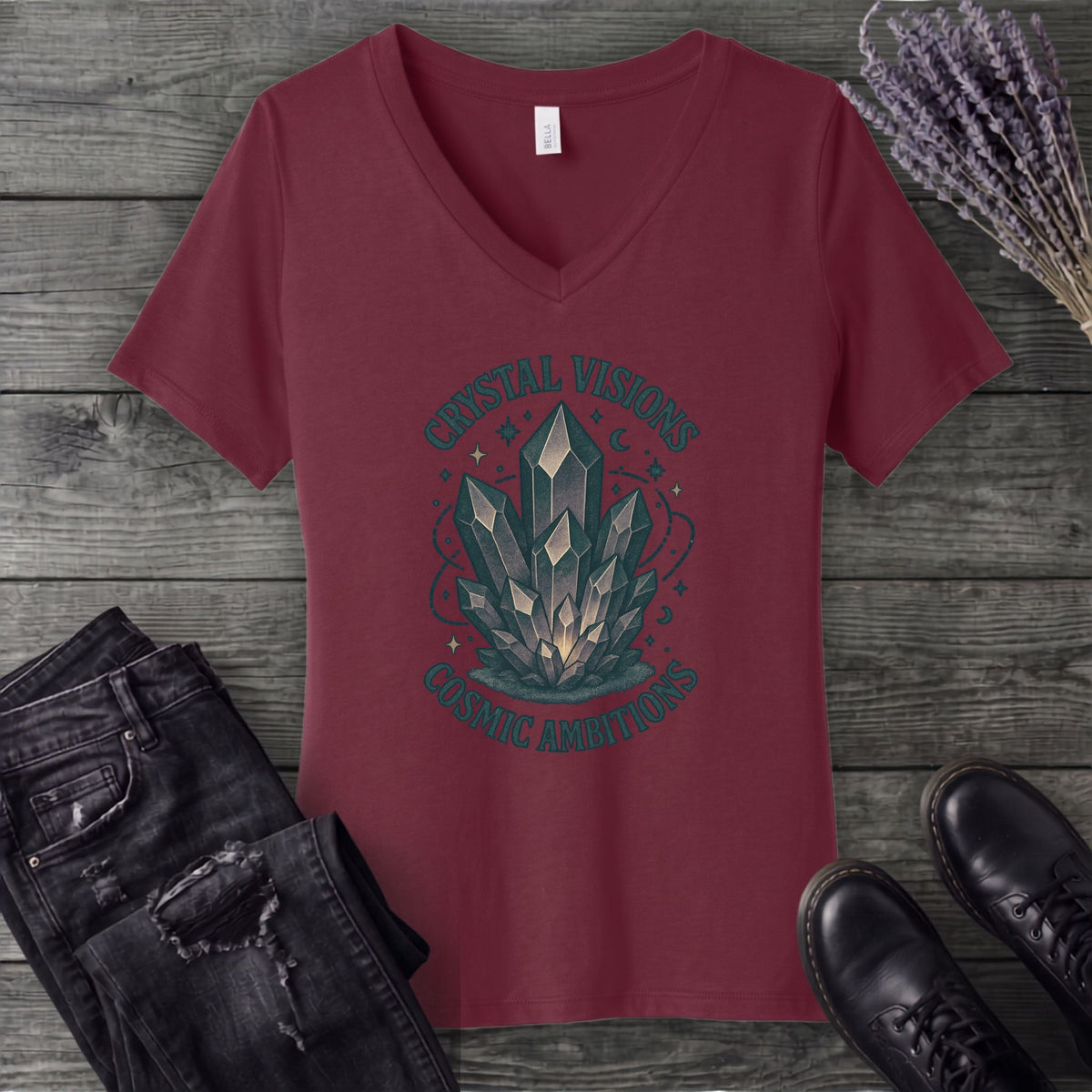 Crystal Visions Cosmic Ambitions V-Neck T-Shirt
