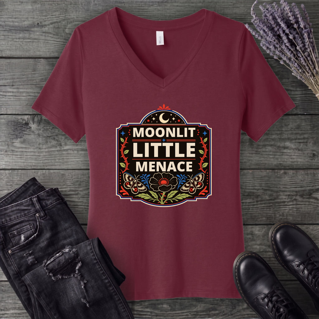 Moonlit Little Menace V-Neck T-Shirt