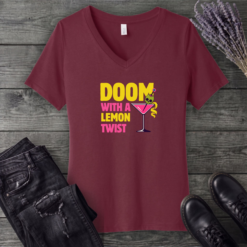 Doom With A Lemon Twist V-Neck T-Shirt