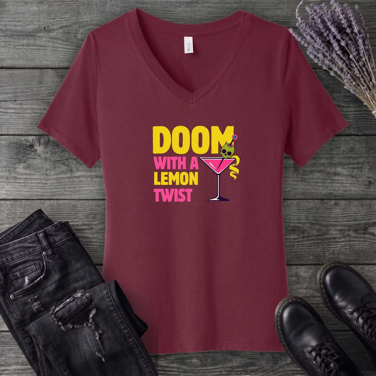 Doom With A Lemon Twist V-Neck T-Shirt