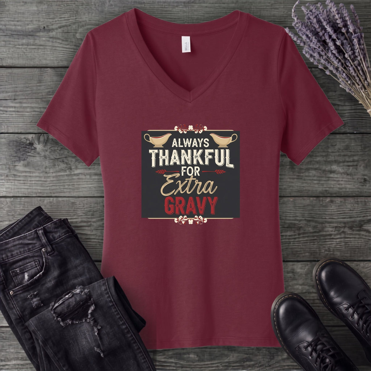 Thankful Gravy V-Neck T-Shirt