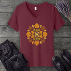 autumn leaves mandala V-Neck T-Shirt