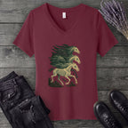 Stampeding Ghost Horses V-Neck T-Shirt