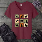 Cat Grid V-Neck T-Shirt