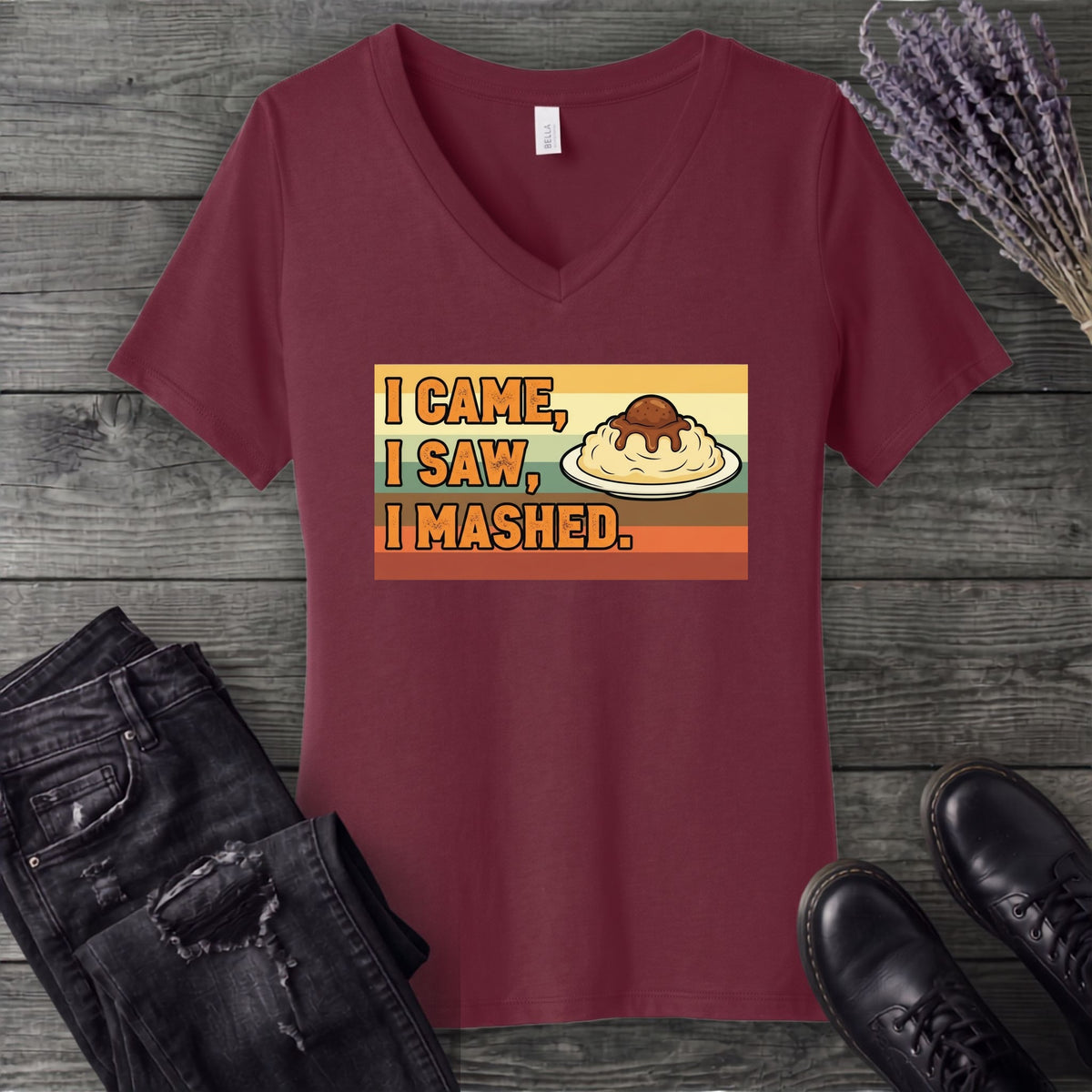 I Came I Saw I Mashed V-Neck T-Shirt