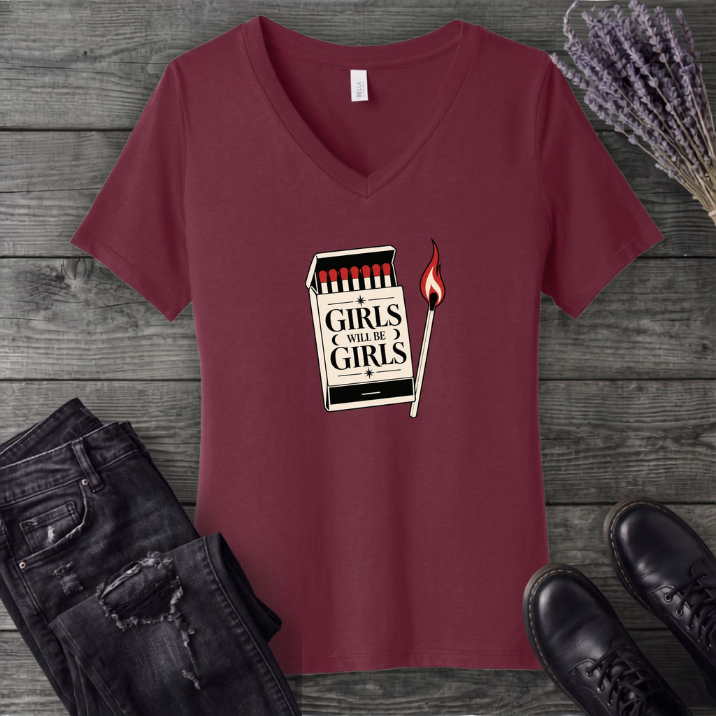 Girls Will Be Girls V-Neck T-Shirt