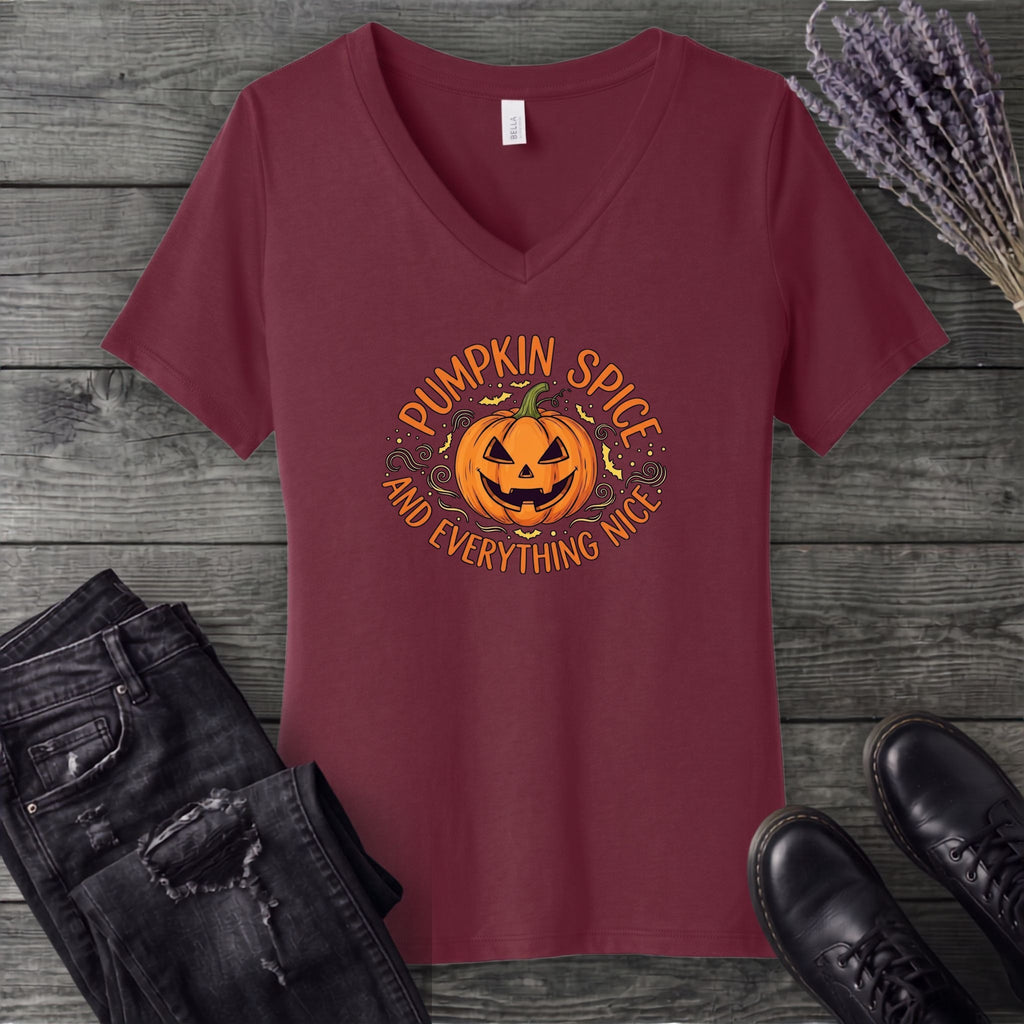 Pumpkin Spice And Everything Nice V-Neck T-Shirt
