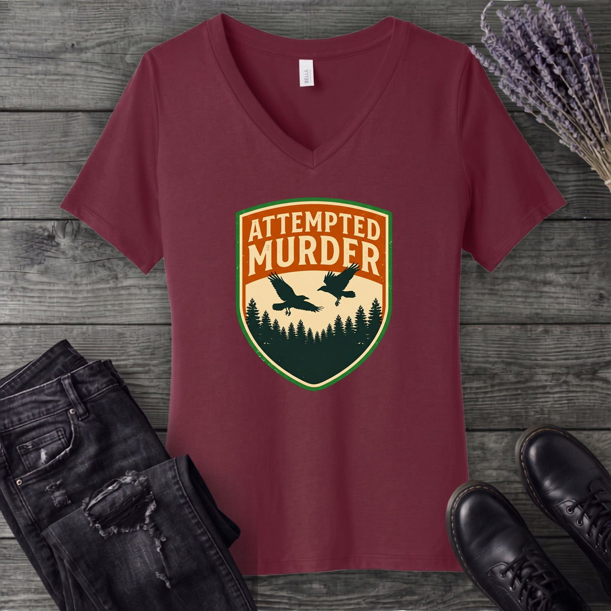 Attempted Murder Crows V-Neck T-Shirt
