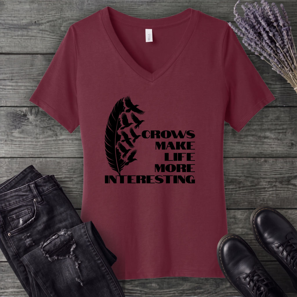 Crows Make Life More Interesting V-Neck T-Shirt