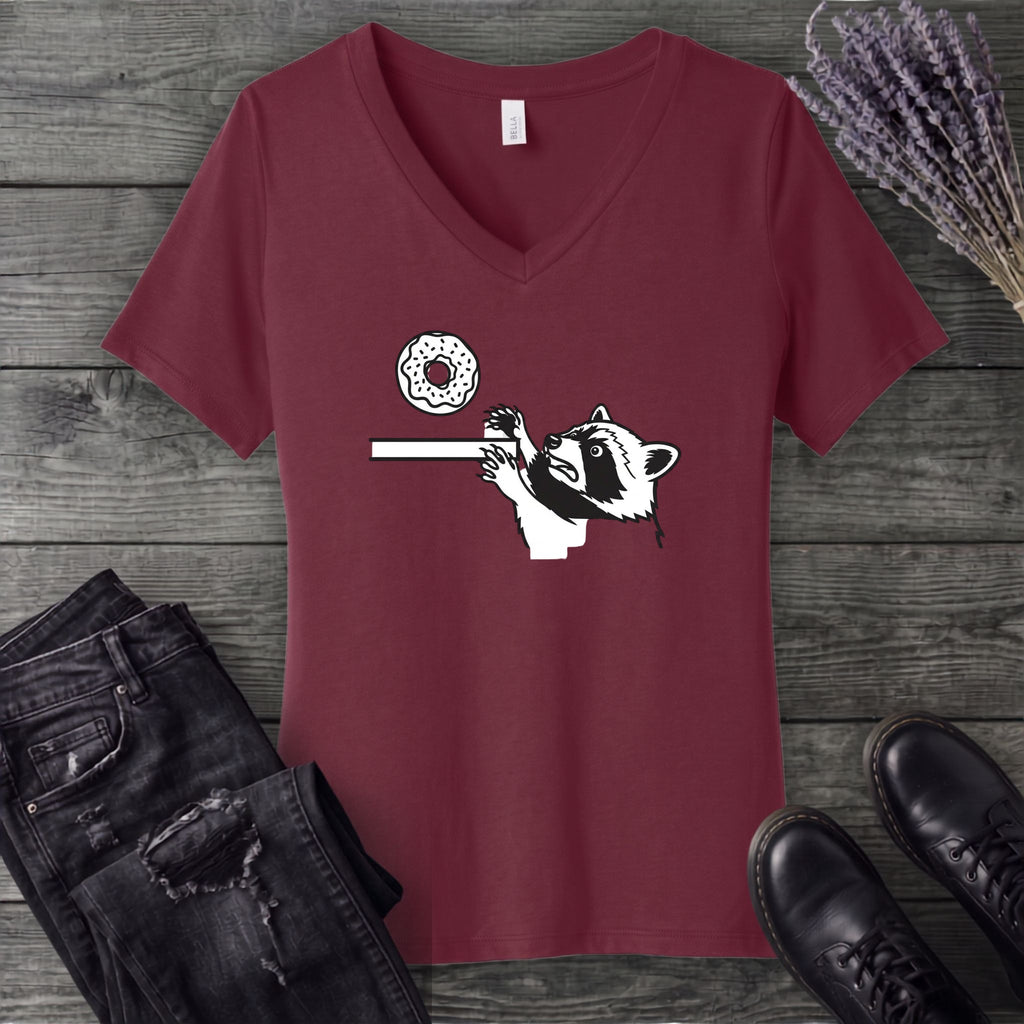Raccoon Donut V-Neck T-Shirt