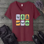 Spooky But Sweet Grid V-Neck T-Shirt