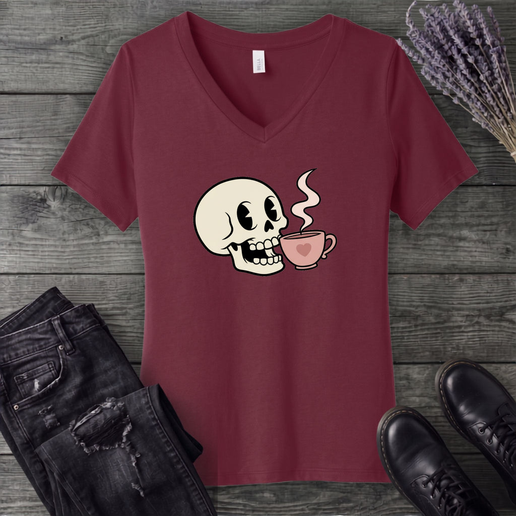 Skull Sip V-Neck T-Shirt