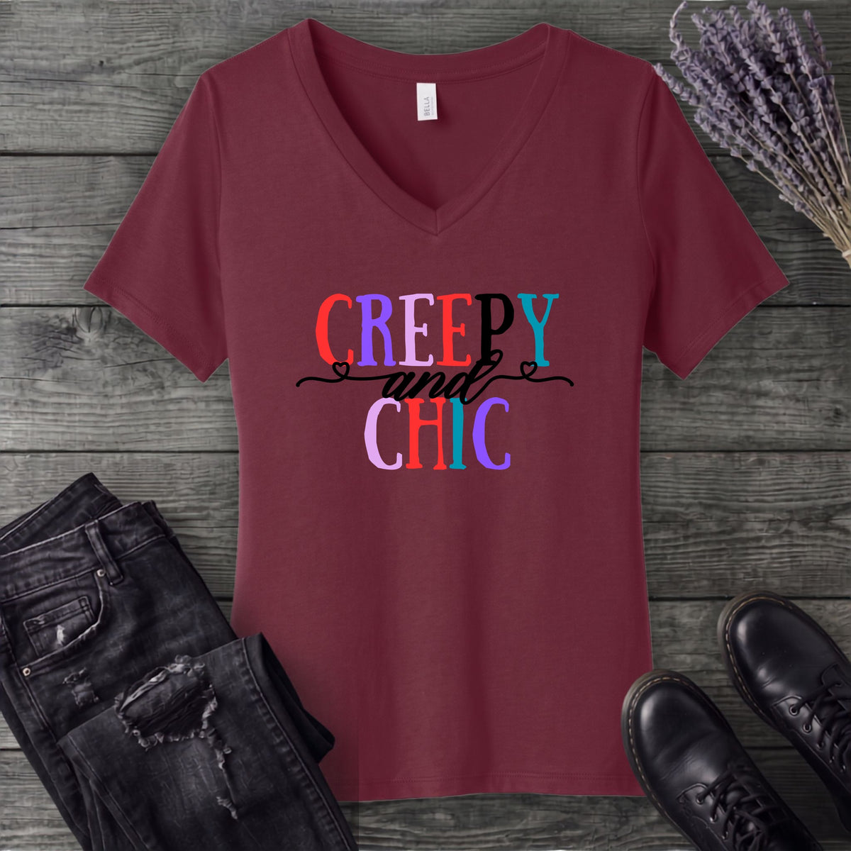 Creepy And Chic V-Neck T-Shirt