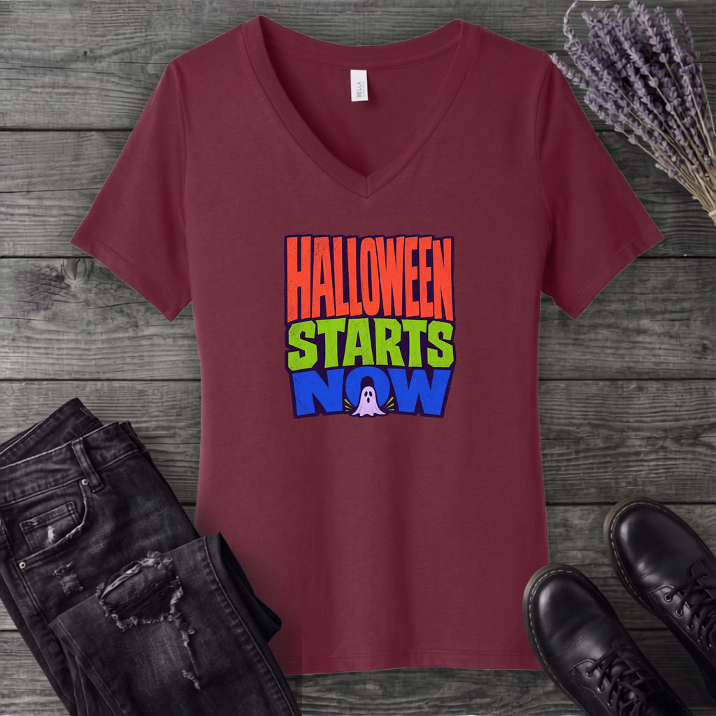 Halloween Starts Now V-Neck T-Shirt